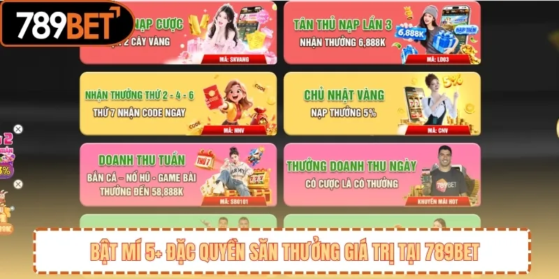 Bật mí 5+ đặc quyền săn thưởng giá trị tại 789BET 