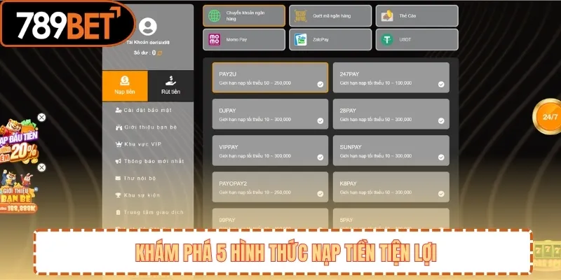 Khám phá 5 hình thức nạp tiền tiện lợi 